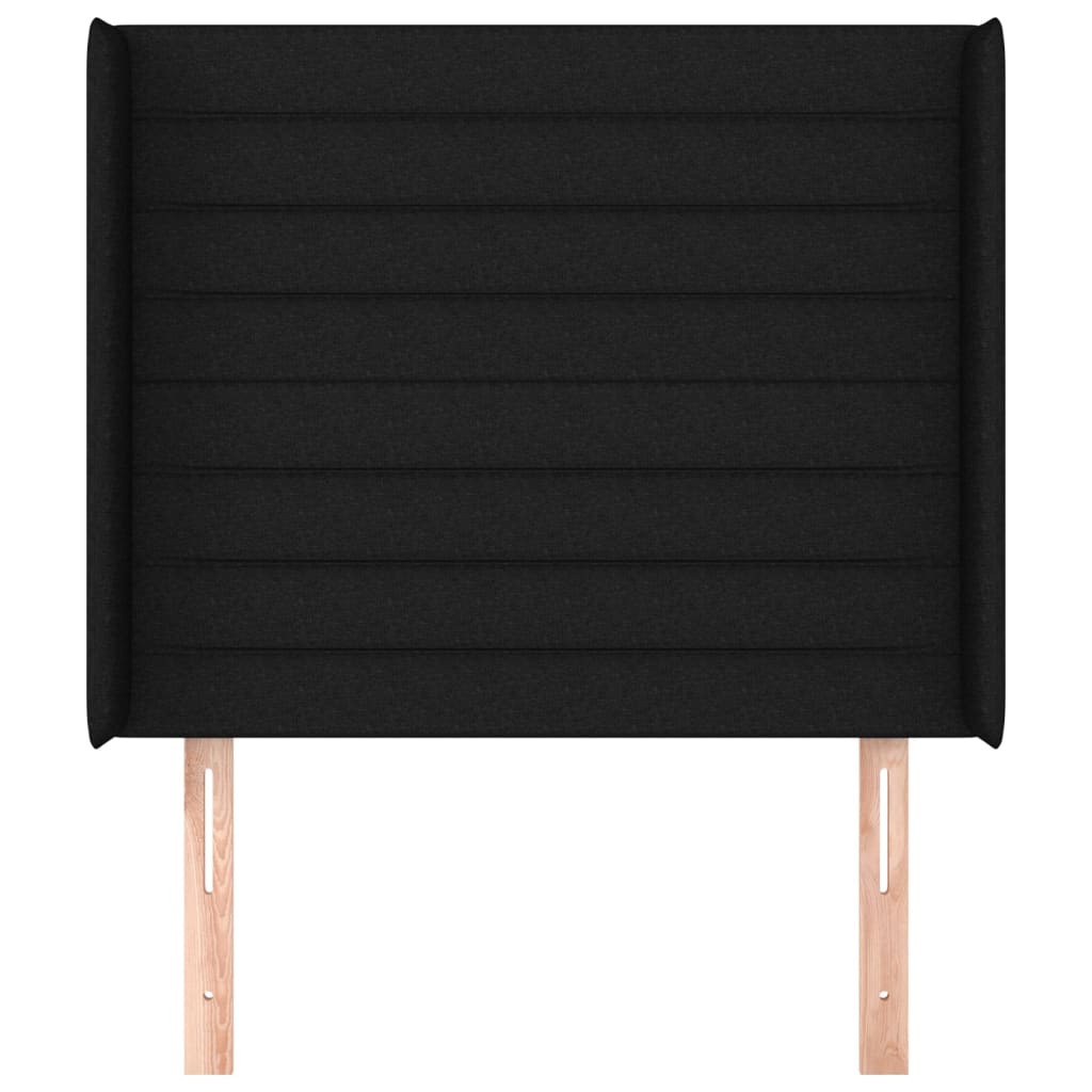 vidaXL Kopfteil mit Ohren Schwarz 93x16x118/128 cm Stoff
