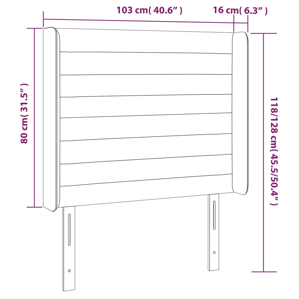 vidaXL Kopfteil mit Ohren Dunkelbraun 103x16x118/128 cm Stoff