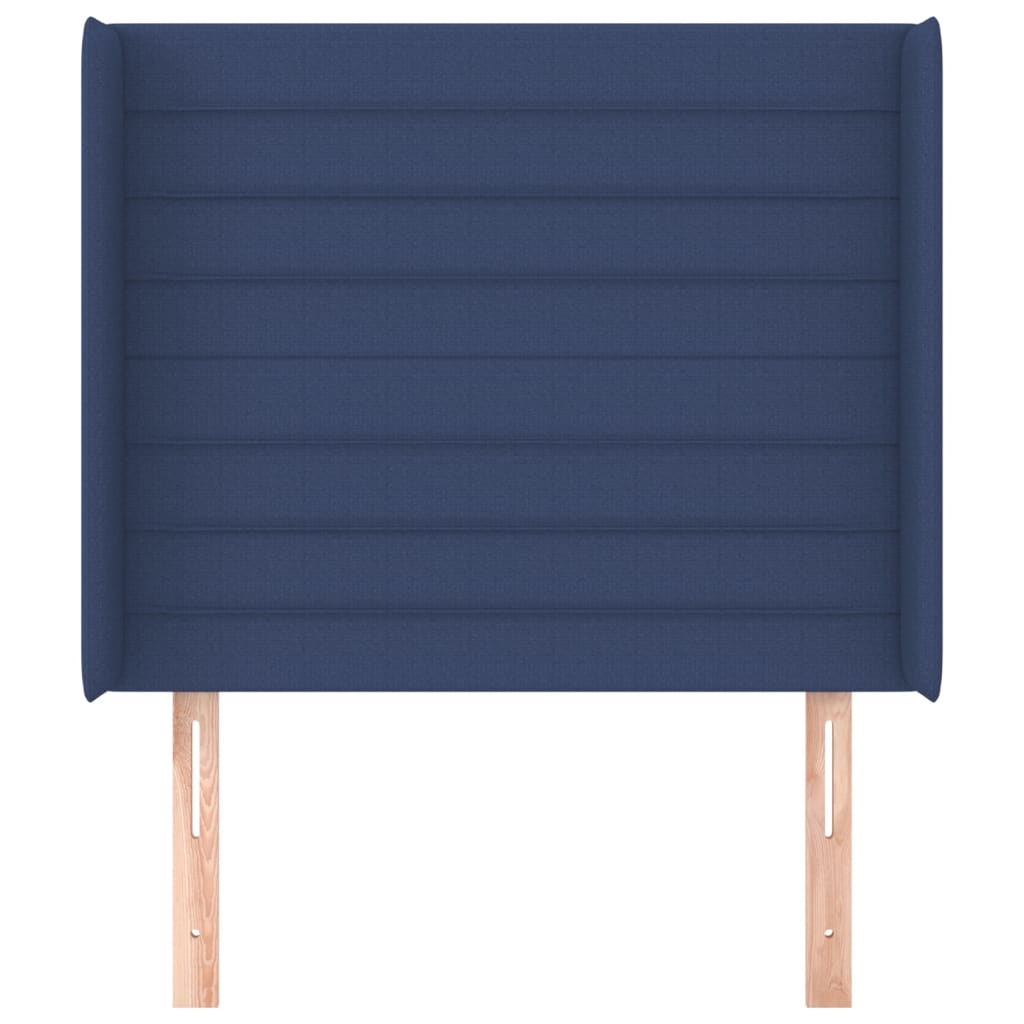 vidaXL Kopfteil mit Ohren Blau 103x16x118/128 cm Stoff