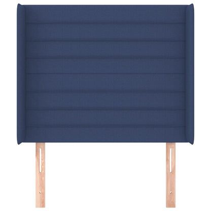 vidaXL Kopfteil mit Ohren Blau 103x16x118/128 cm Stoff