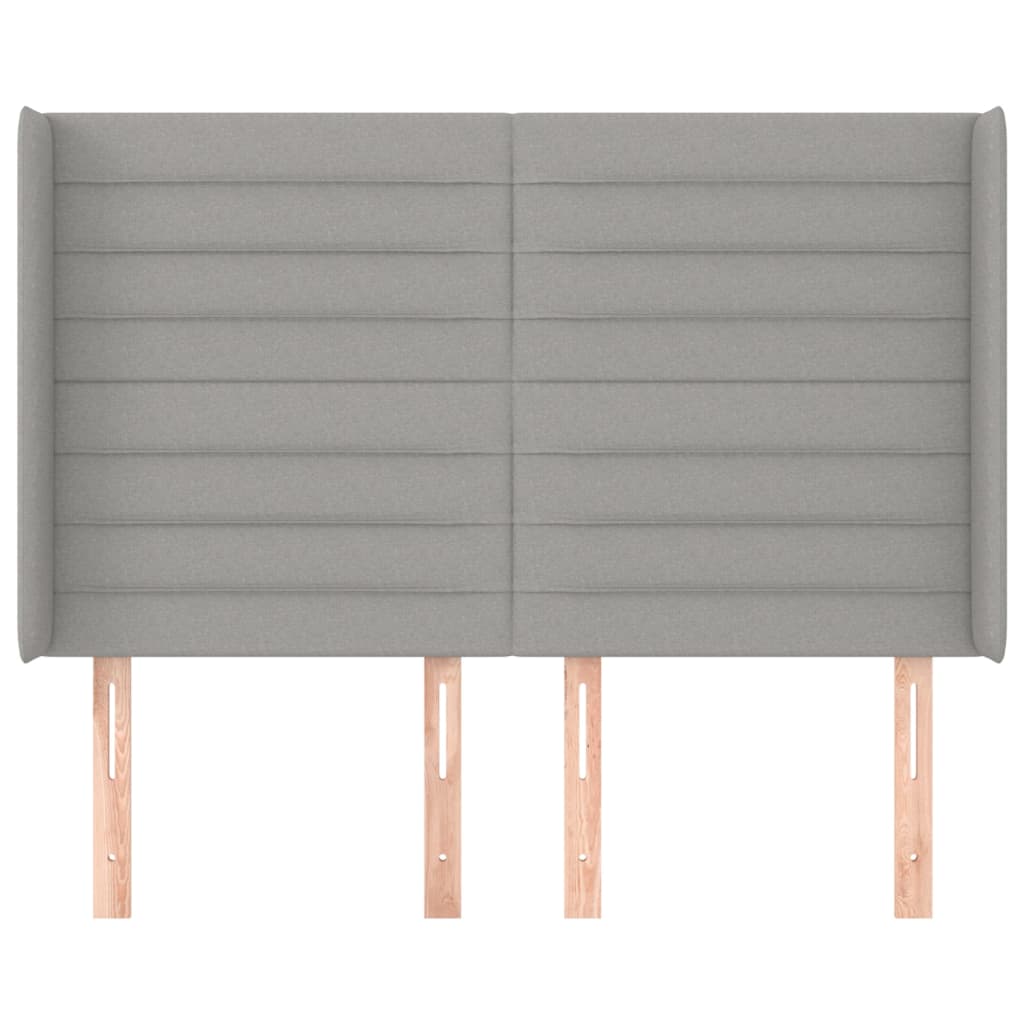 vidaXL Kopfteil mit Ohren Hellgrau 147x16x118/128 cm Stoff