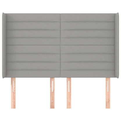 vidaXL Kopfteil mit Ohren Hellgrau 147x16x118/128 cm Stoff