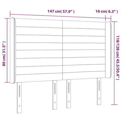 vidaXL Kopfteil mit Ohren Hellgrau 147x16x118/128 cm Stoff