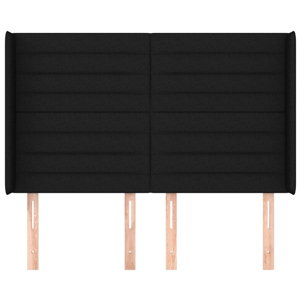 vidaXL Kopfteil mit Ohren Schwarz 147x16x118/128 cm Stoff