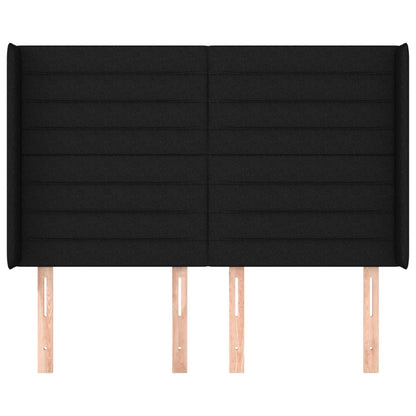 vidaXL Kopfteil mit Ohren Schwarz 147x16x118/128 cm Stoff
