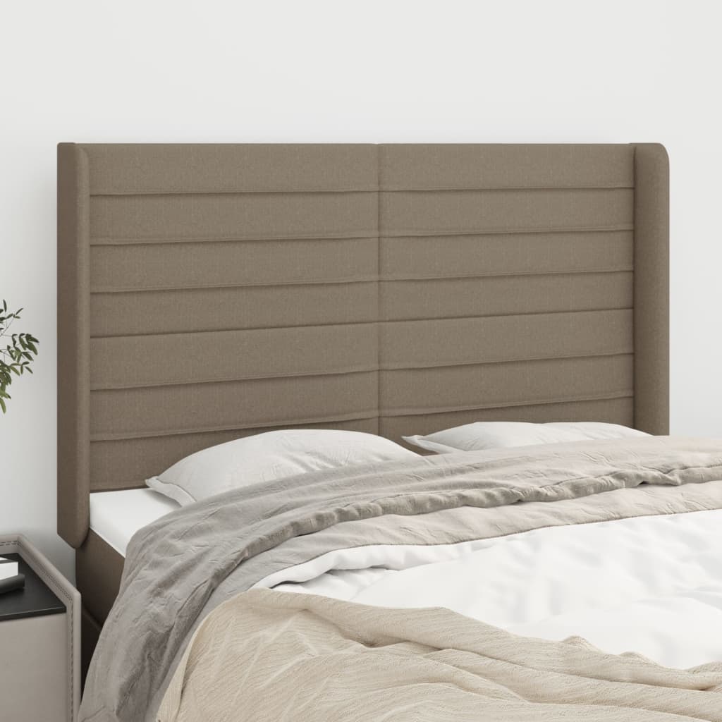 vidaXL Kopfteil mit Ohren Taupe 147x16x118/128 cm Stoff