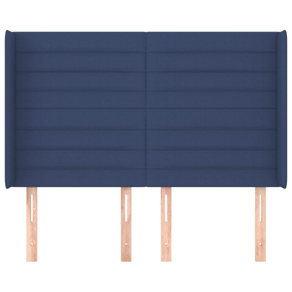 vidaXL Kopfteil mit Ohren Blau 147x16x118/128 cm Stoff