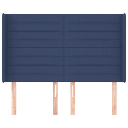 vidaXL Kopfteil mit Ohren Blau 147x16x118/128 cm Stoff