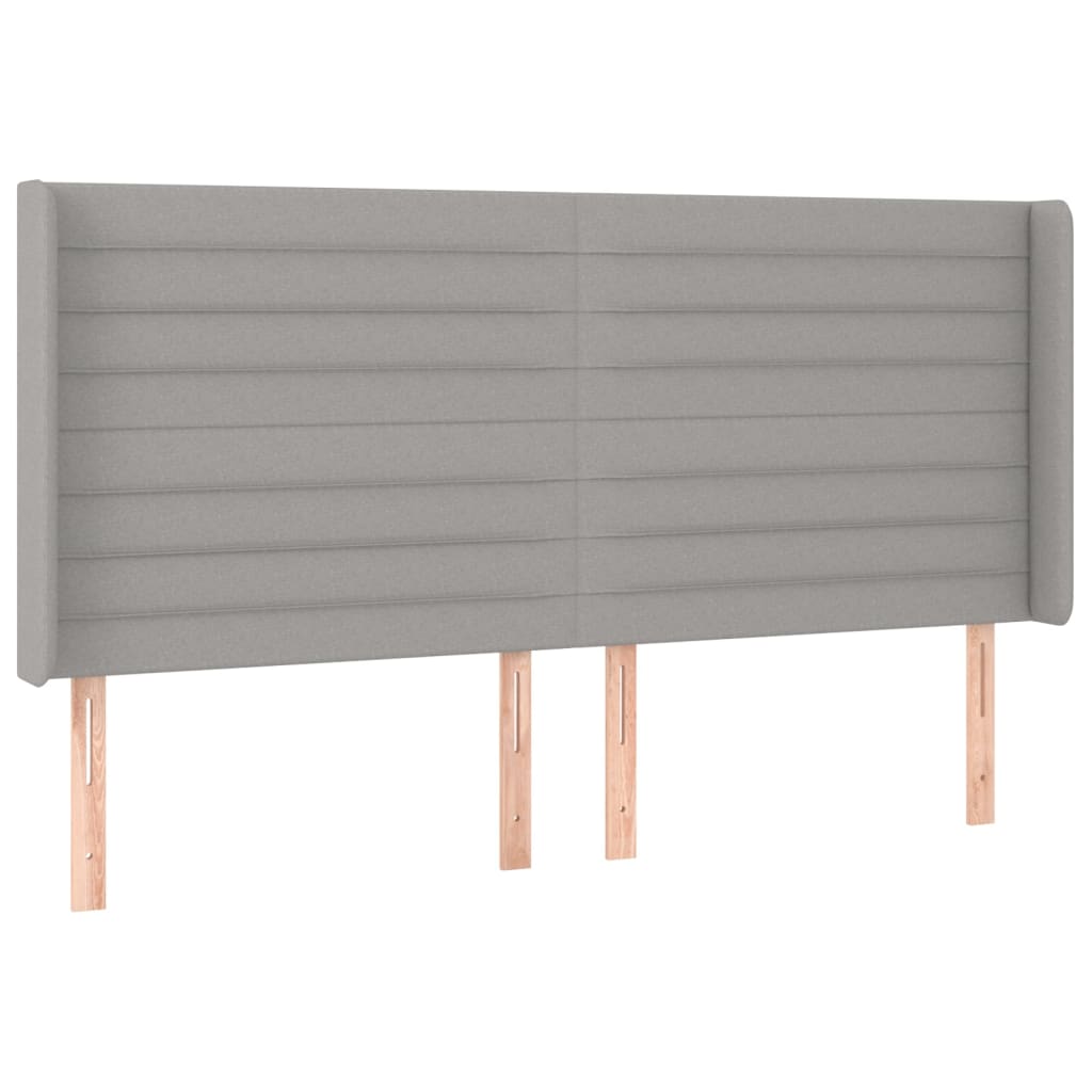 vidaXL Kopfteil mit Ohren Hellgrau 163x16x118/128 cm Stoff