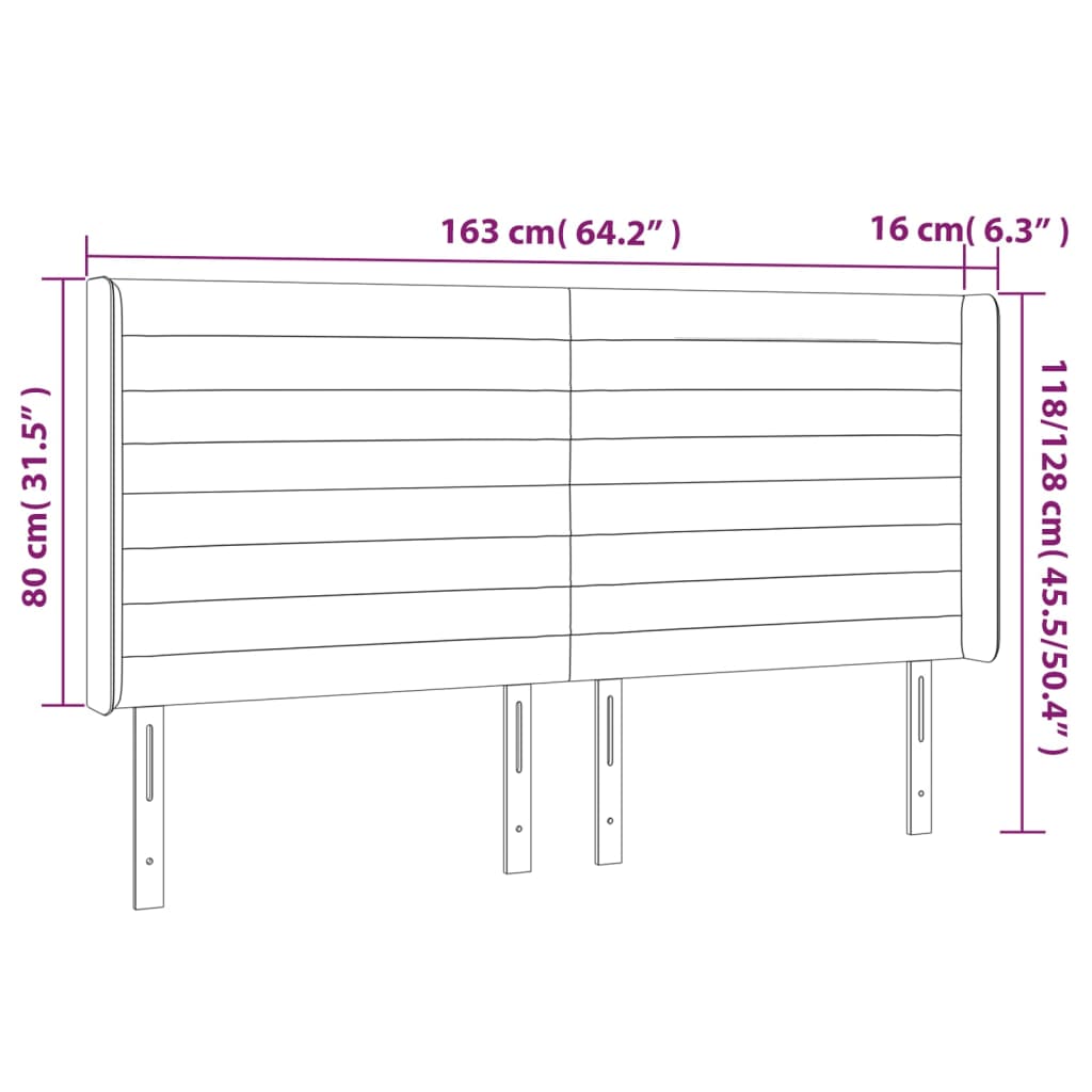vidaXL Kopfteil mit Ohren Hellgrau 163x16x118/128 cm Stoff