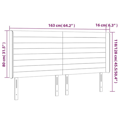 vidaXL Kopfteil mit Ohren Hellgrau 163x16x118/128 cm Stoff