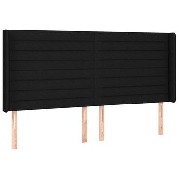 vidaXL Kopfteil mit Ohren Schwarz 163x16x118/128 cm Stoff