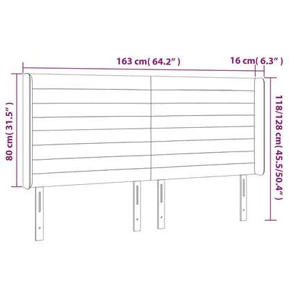 vidaXL Kopfteil mit Ohren Creme 163x16x118/128 cm Stoff