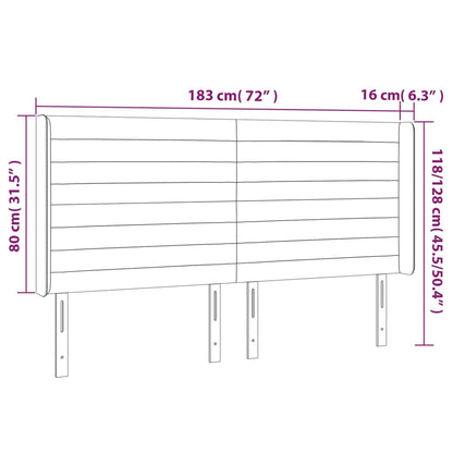 vidaXL Kopfteil mit Ohren Hellgrau 183x16x118/128 cm Stoff
