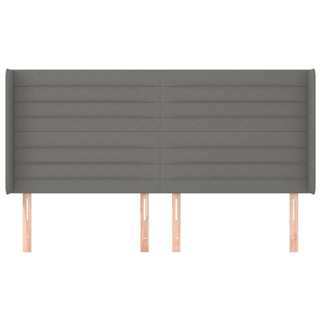 vidaXL Kopfteil mit Ohren Dunkelgrau 183x16x118/128 cm Stoff