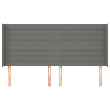 vidaXL Kopfteil mit Ohren Dunkelgrau 183x16x118/128 cm Stoff