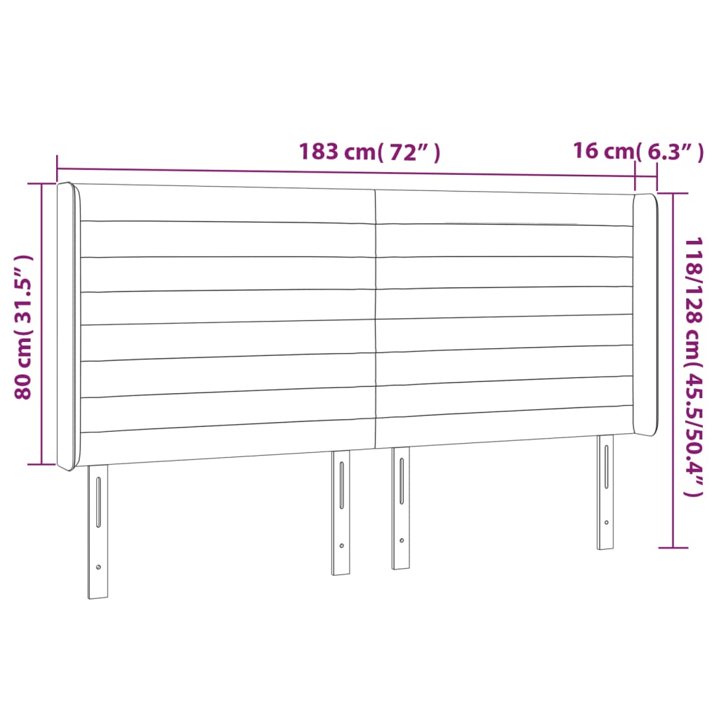 vidaXL Kopfteil mit Ohren Dunkelgrau 183x16x118/128 cm Stoff