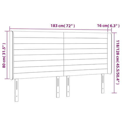 vidaXL Kopfteil mit Ohren Dunkelgrau 183x16x118/128 cm Stoff