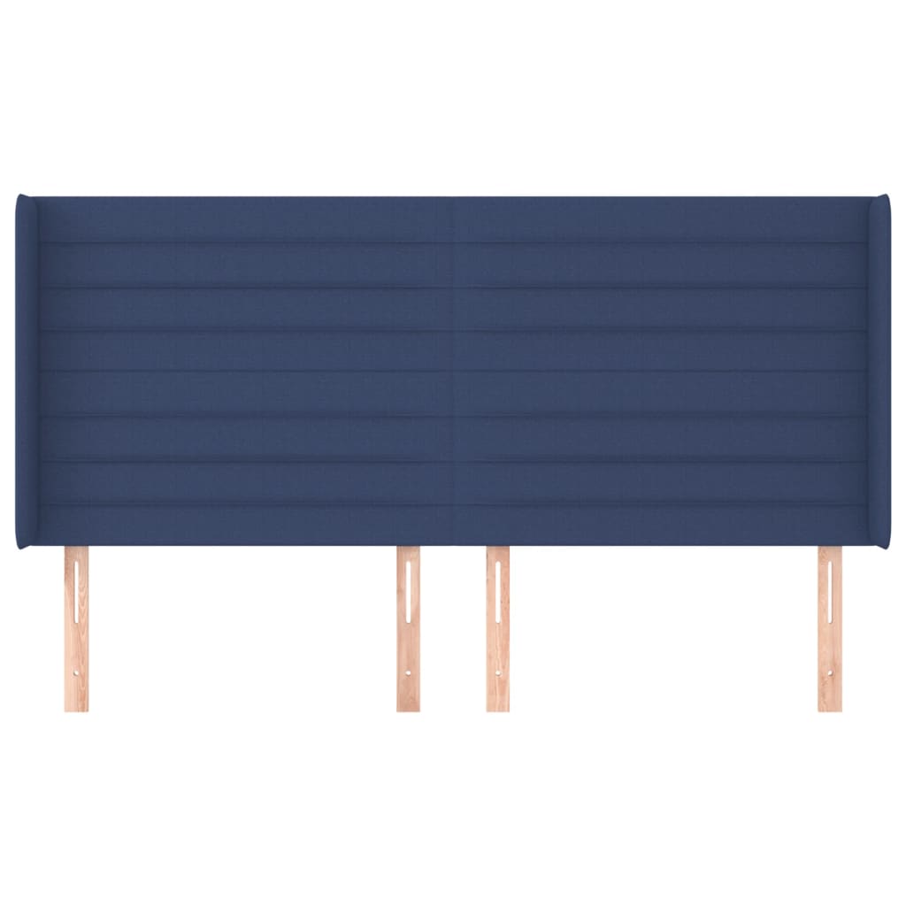 vidaXL Kopfteil mit Ohren Blau 183x16x118/128 cm Stoff