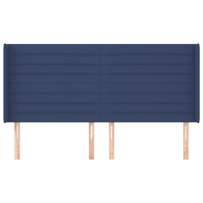 vidaXL Kopfteil mit Ohren Blau 183x16x118/128 cm Stoff
