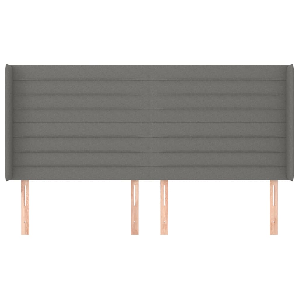 vidaXL Kopfteil mit Ohren Dunkelgrau 203x16x118/128 cm Stoff