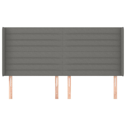 vidaXL Kopfteil mit Ohren Dunkelgrau 203x16x118/128 cm Stoff