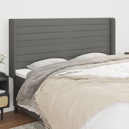 vidaXL Kopfteil mit Ohren Dunkelgrau 203x16x118/128 cm Stoff