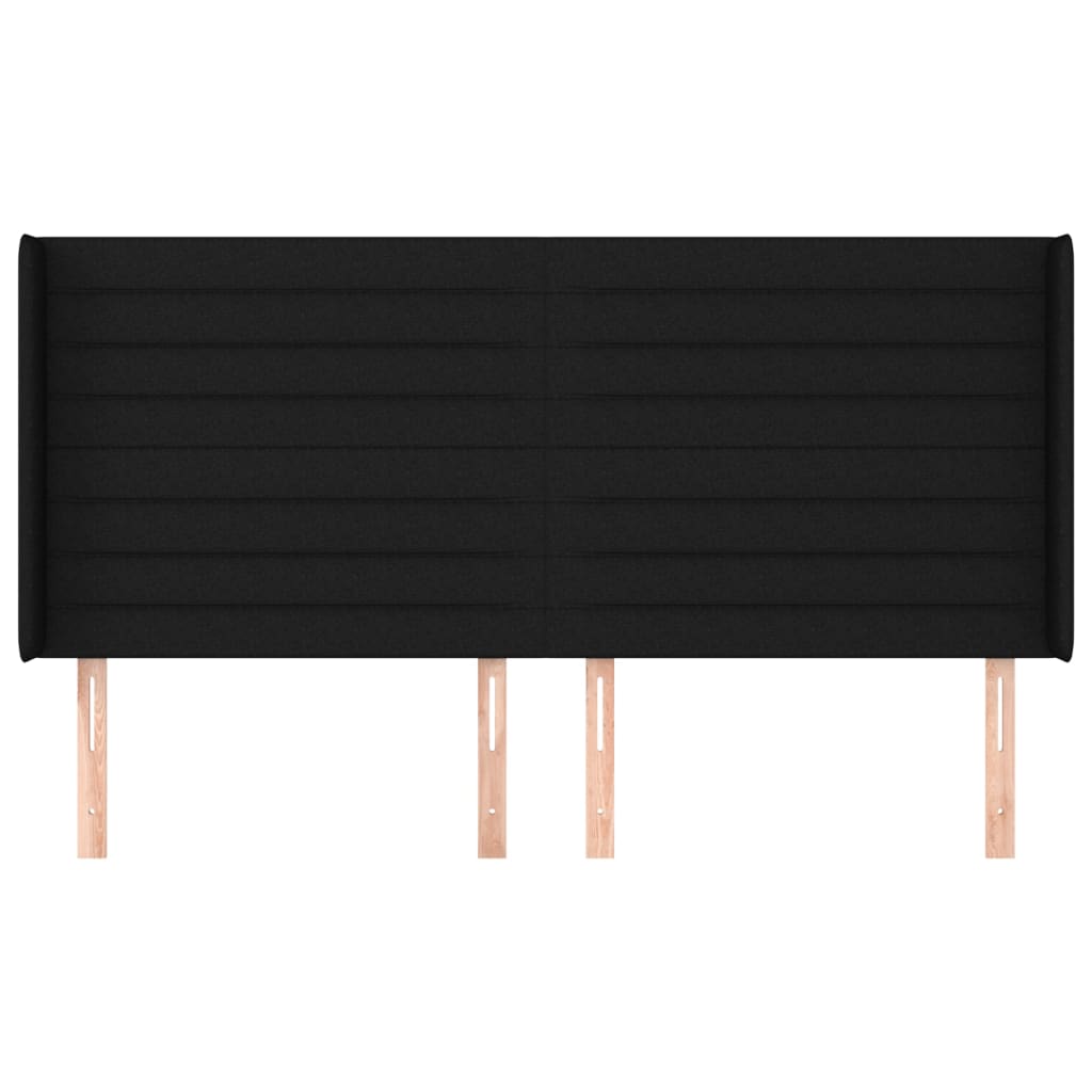 vidaXL Kopfteil mit Ohren Schwarz 203x16x118/128 cm Stoff
