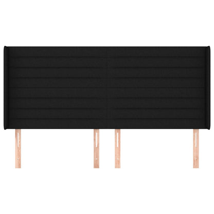 vidaXL Kopfteil mit Ohren Schwarz 203x16x118/128 cm Stoff