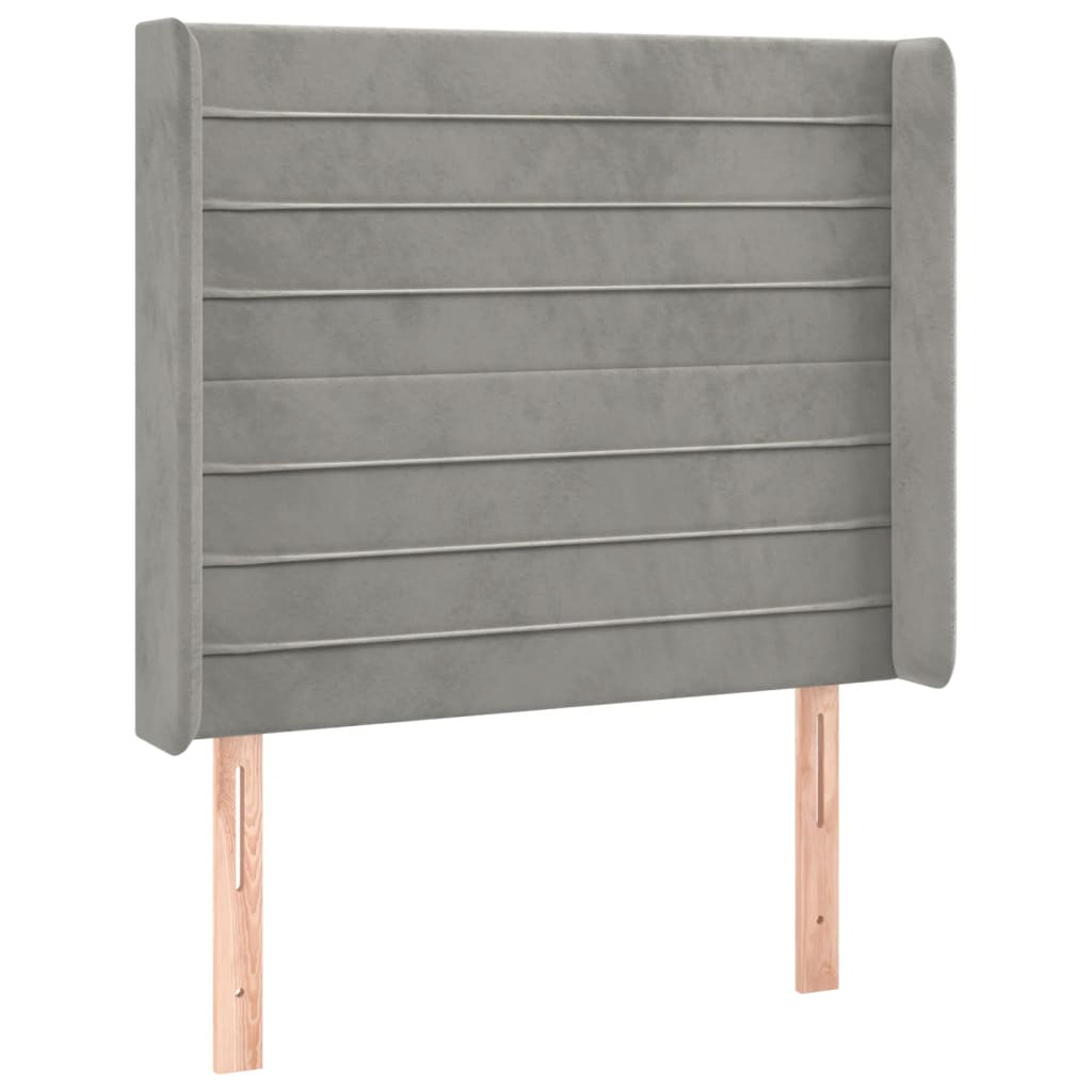 vidaXL Kopfteil mit Ohren Hellgrau 103x16x118/128 cm Samt