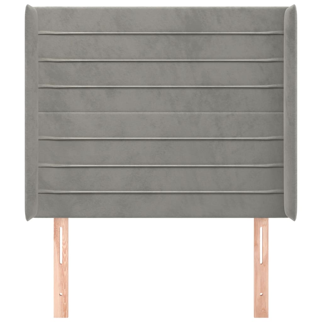 vidaXL Kopfteil mit Ohren Hellgrau 103x16x118/128 cm Samt