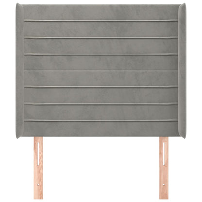 vidaXL Kopfteil mit Ohren Hellgrau 103x16x118/128 cm Samt