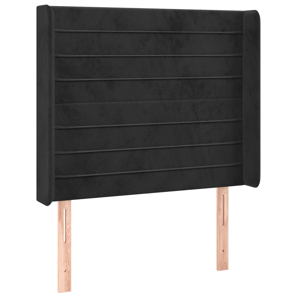 vidaXL Kopfteil mit Ohren Schwarz 103x16x118/128 cm Samt