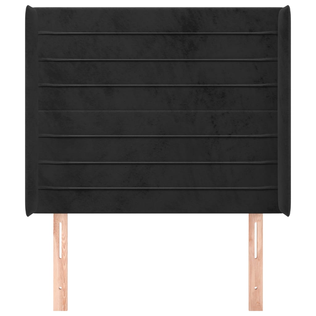 vidaXL Kopfteil mit Ohren Schwarz 103x16x118/128 cm Samt