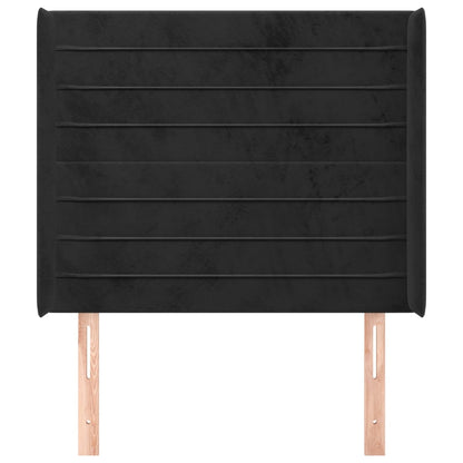 vidaXL Kopfteil mit Ohren Schwarz 103x16x118/128 cm Samt