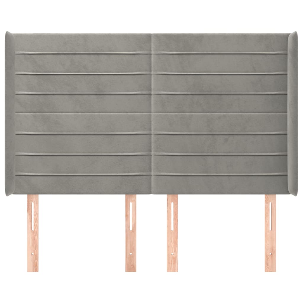 vidaXL Kopfteil mit Ohren Hellgrau 147x16x118/128 cm Samt