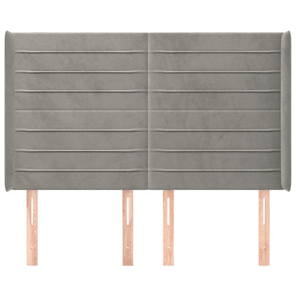 vidaXL Kopfteil mit Ohren Hellgrau 147x16x118/128 cm Samt