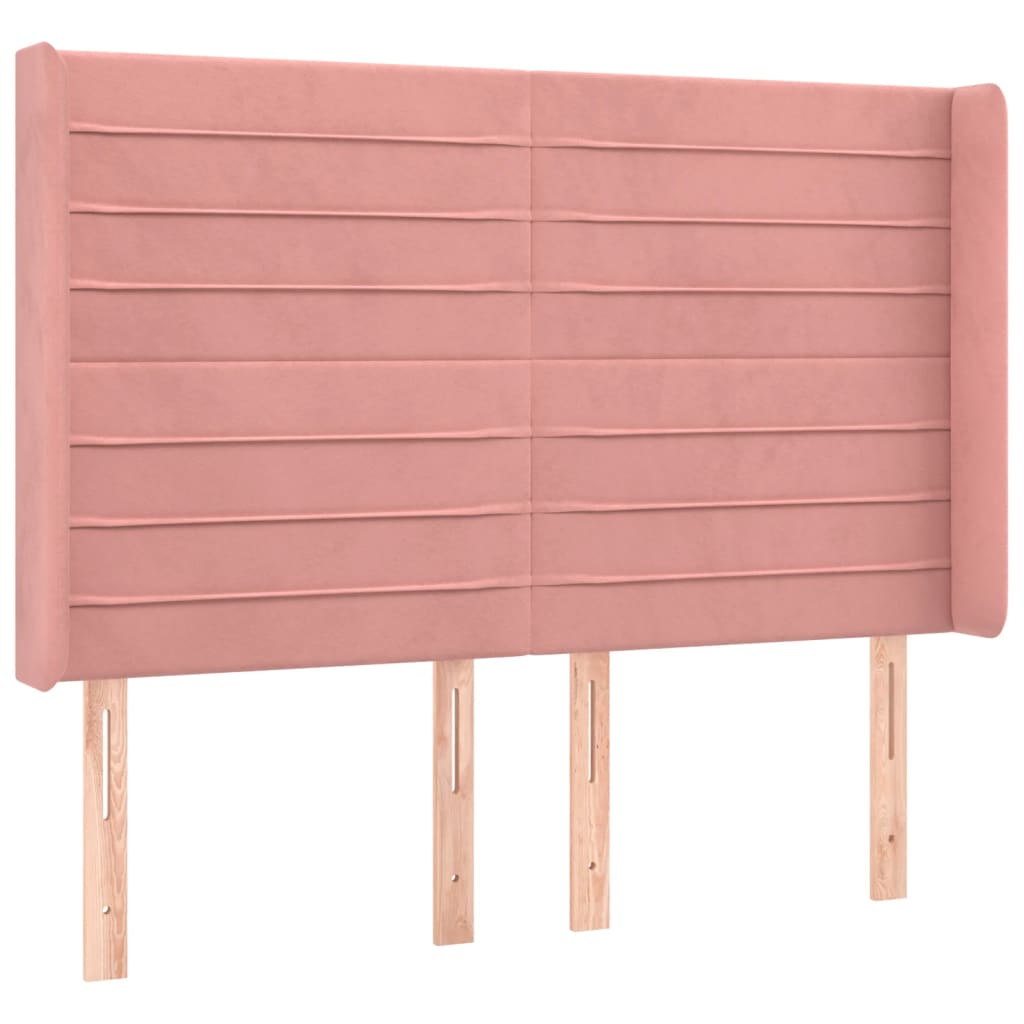 vidaXL Kopfteil mit Ohren Rosa 147x16x118/128 cm Samt