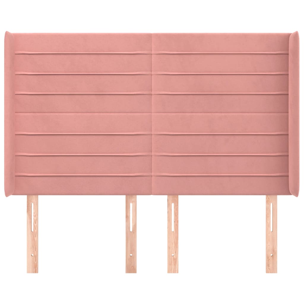 vidaXL Kopfteil mit Ohren Rosa 147x16x118/128 cm Samt