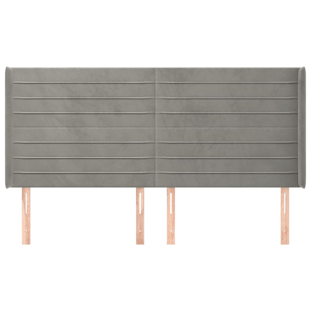 vidaXL Kopfteil mit Ohren Hellgrau 163x16x118/128 cm Samt