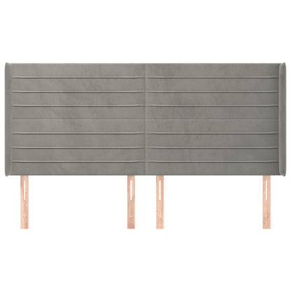 vidaXL Kopfteil mit Ohren Hellgrau 163x16x118/128 cm Samt