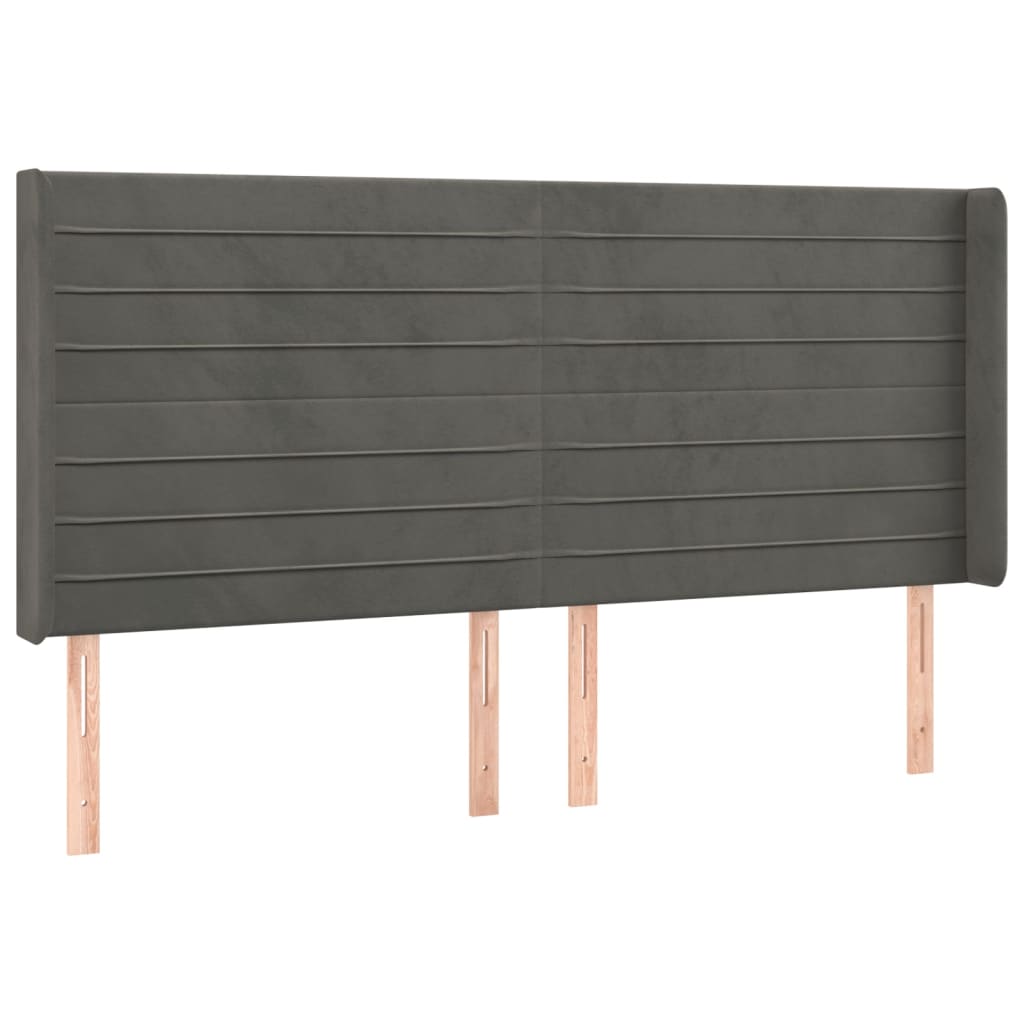 vidaXL Kopfteil mit Ohren Dunkelgrau 163x16x118/128 cm Samt