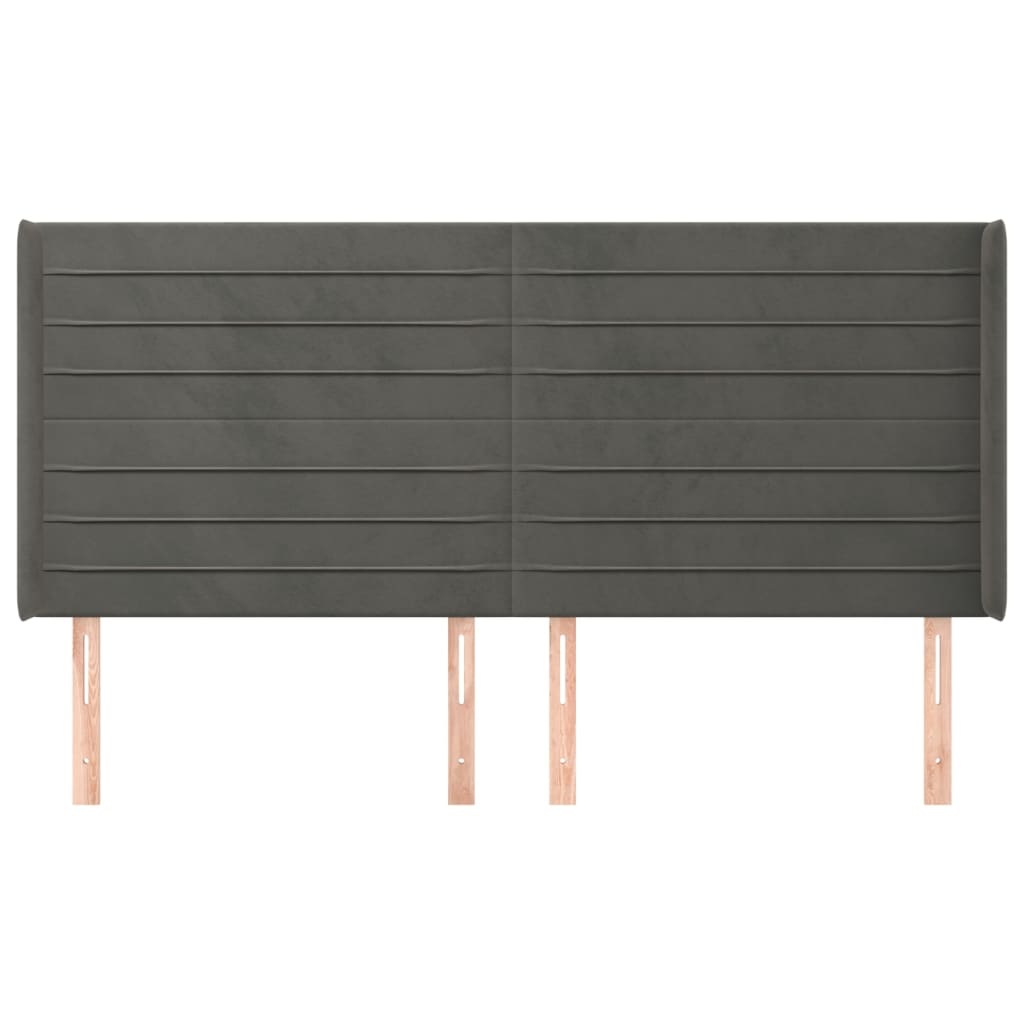 vidaXL Kopfteil mit Ohren Dunkelgrau 163x16x118/128 cm Samt