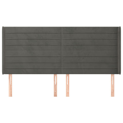 vidaXL Kopfteil mit Ohren Dunkelgrau 163x16x118/128 cm Samt