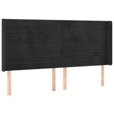 vidaXL Kopfteil mit Ohren Schwarz 163x16x118/128 cm Samt