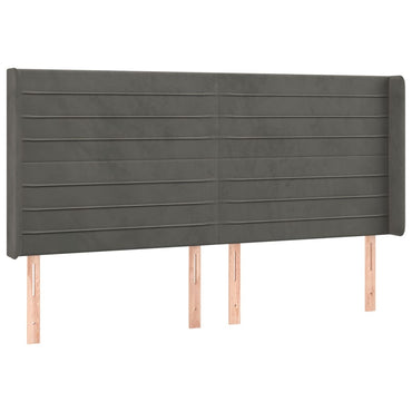 vidaXL Kopfteil mit Ohren Dunkelgrau 203x16x118/128 cm Samt