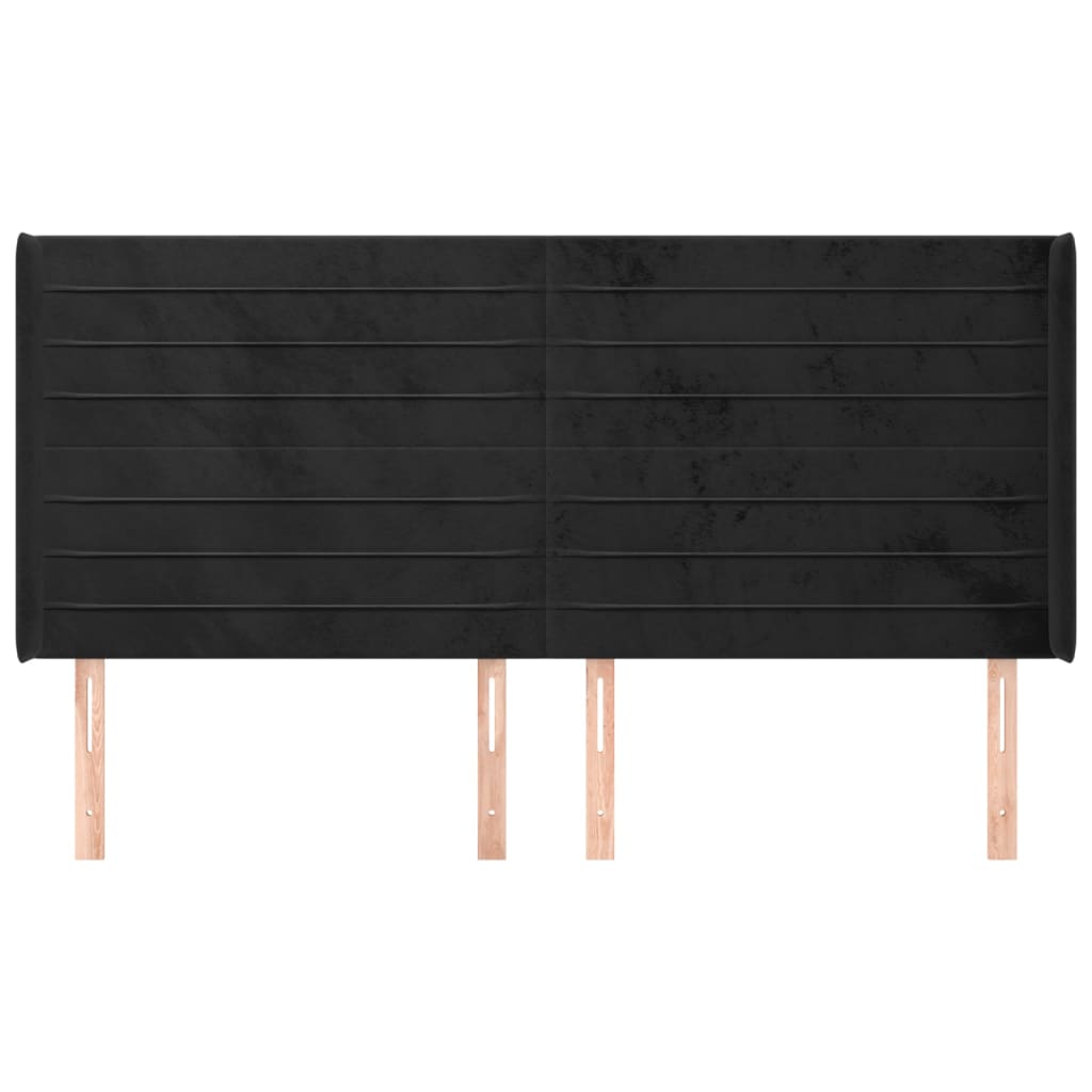 vidaXL Kopfteil mit Ohren Schwarz 203x16x118/128 cm Samt
