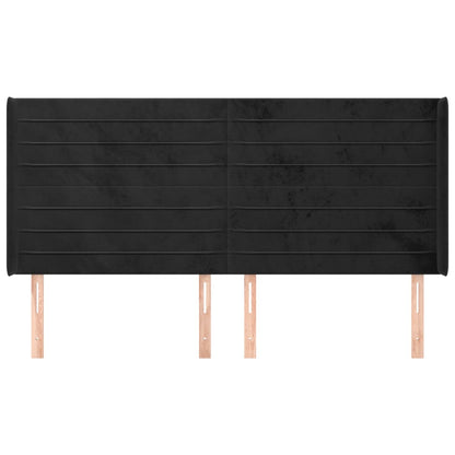 vidaXL Kopfteil mit Ohren Schwarz 203x16x118/128 cm Samt
