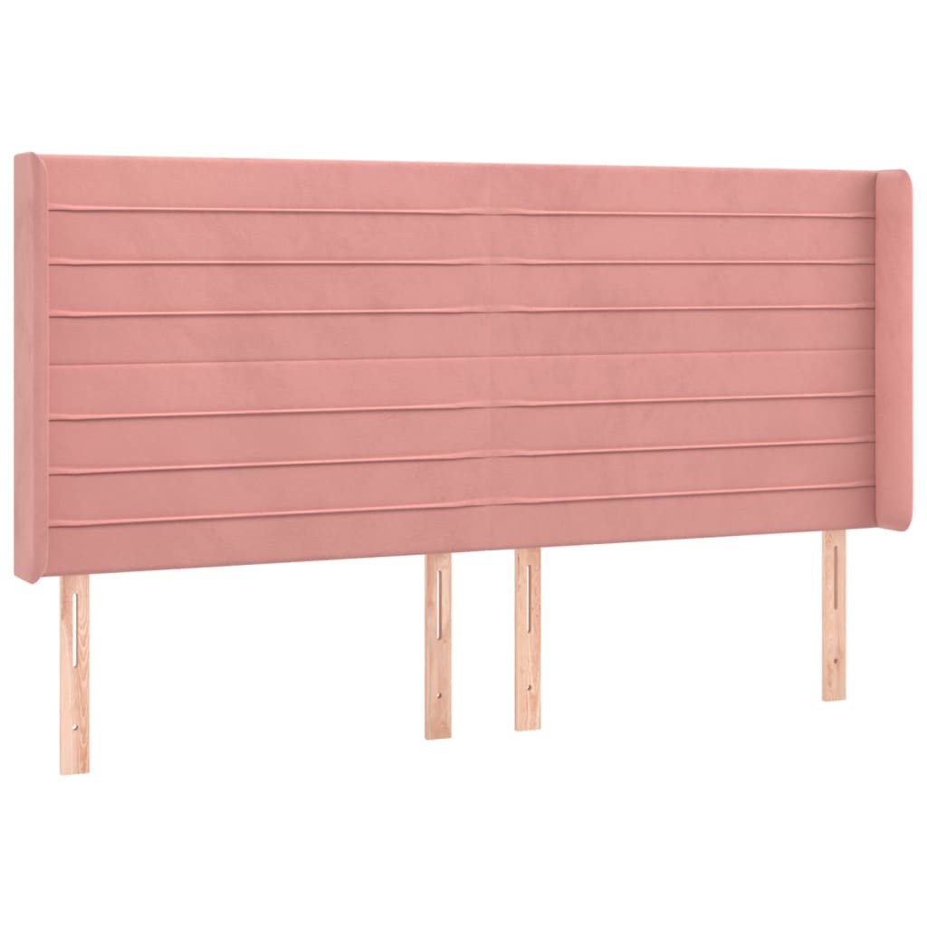vidaXL Kopfteil mit Ohren Rosa 203x16x118/128 cm Samt