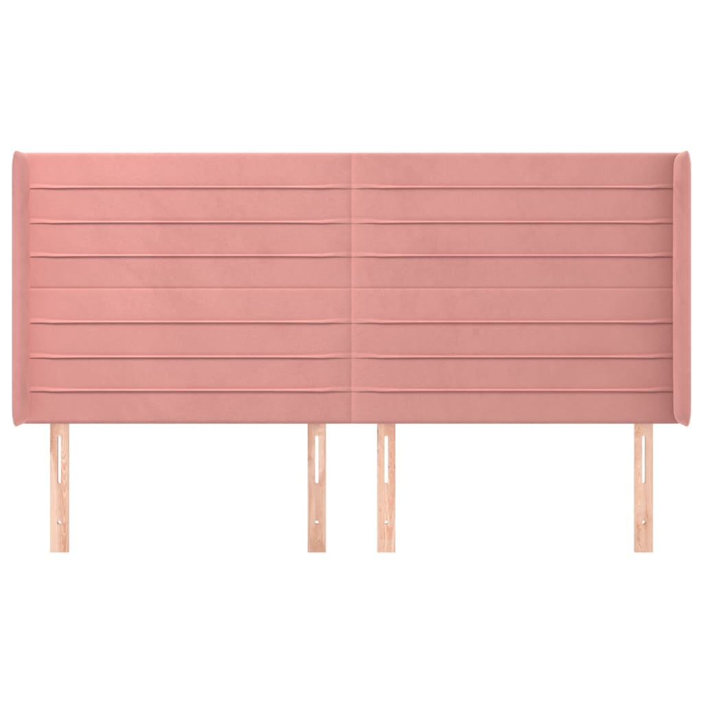 vidaXL Kopfteil mit Ohren Rosa 203x16x118/128 cm Samt